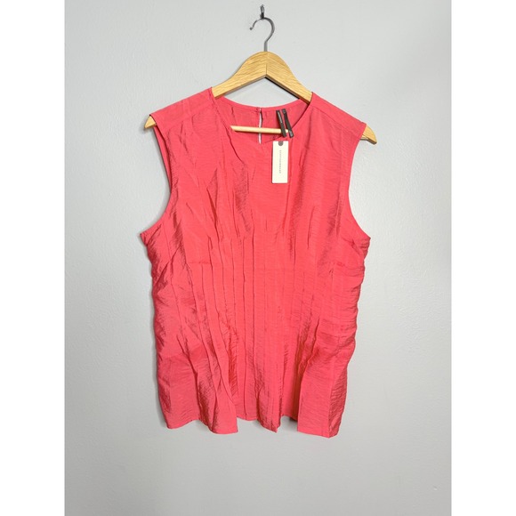 Anthropologie Tops - Anthropologie The‎ Della Pleated Waist Shell Top  Coral Red Coquette Large NWT
